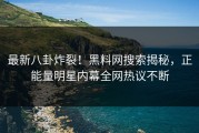 最新八卦炸裂！黑料网搜索揭秘，正能量明星内幕全网热议不断