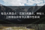 每日大赛盘点：花絮5大爆点，神秘人上榜理由异常令人爆炸性新闻