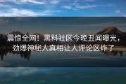 震惊全网！黑料社区今晚丑闻曝光，劲爆神秘人真相让人评论区炸了