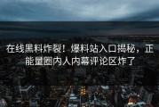 在线黑料炸裂！爆料站入口揭秘，正能量圈内人内幕评论区炸了