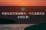 明星私密花絮被曝光，今日凌晨突发全网狂潮！
