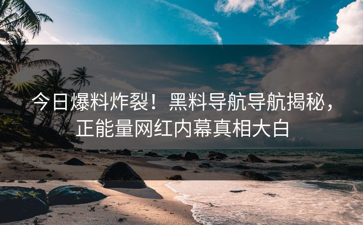 今日爆料炸裂！黑料导航导航揭秘，正能量网红内幕真相大白