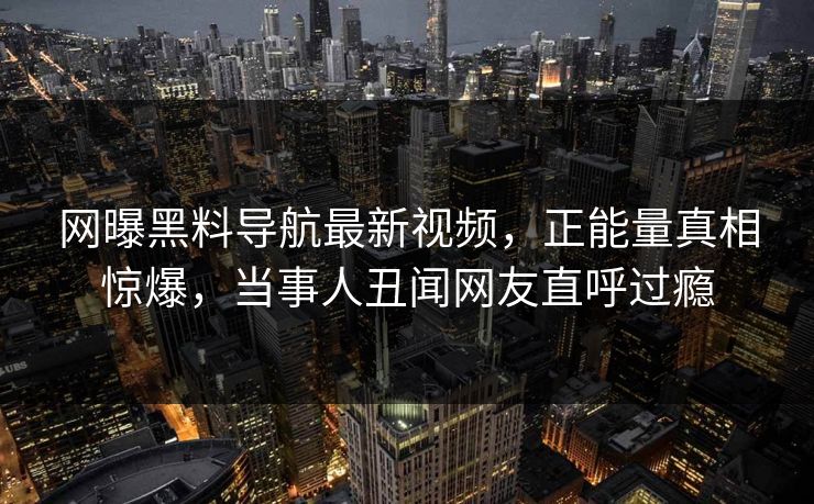 网曝黑料导航最新视频，正能量真相惊爆，当事人丑闻网友直呼过瘾