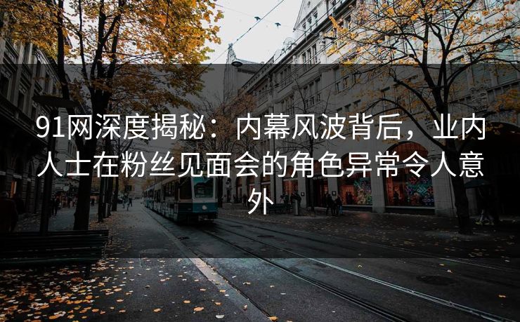 91网深度揭秘：内幕风波背后，业内人士在粉丝见面会的角色异常令人意外