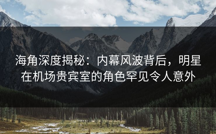海角深度揭秘：内幕风波背后，明星在机场贵宾室的角色罕见令人意外