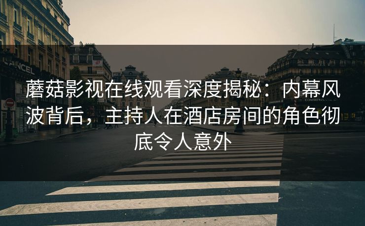 蘑菇影视在线观看深度揭秘：内幕风波背后，主持人在酒店房间的角色彻底令人意外
