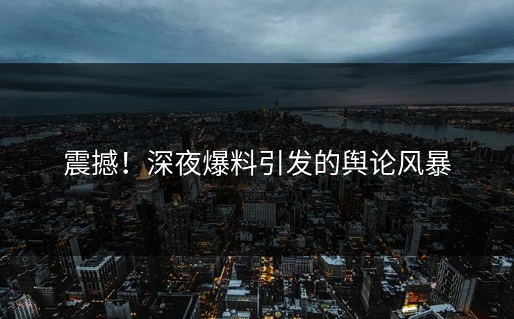 震撼！深夜爆料引发的舆论风暴