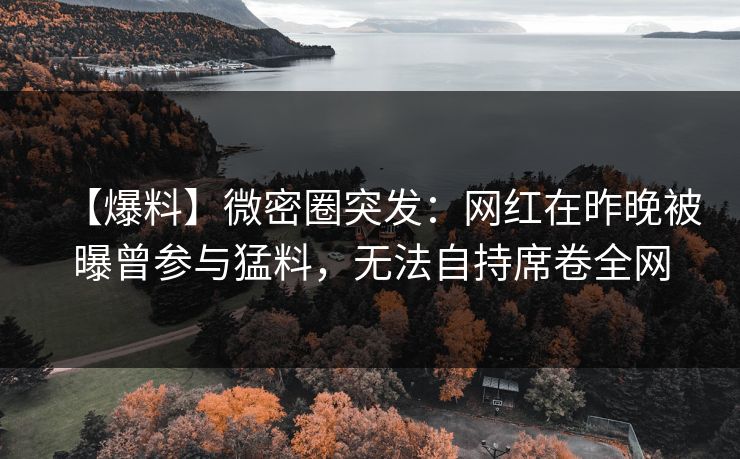 【爆料】微密圈突发：网红在昨晚被曝曾参与猛料，无法自持席卷全网