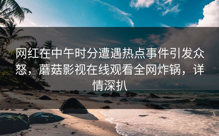 网红在中午时分遭遇热点事件引发众怒，蘑菇影视在线观看全网炸锅，详情深扒