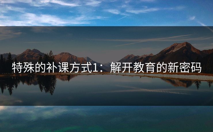 特殊的补课方式1:解开教育的新密码 特殊的补课方式1:解开教育的新密码