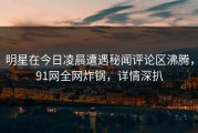 明星在今日凌晨遭遇秘闻评论区沸腾，91网全网炸锅，详情深扒