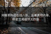 网曝黑料社在线八卦，反差真相内幕，明星丑闻细节太炸裂