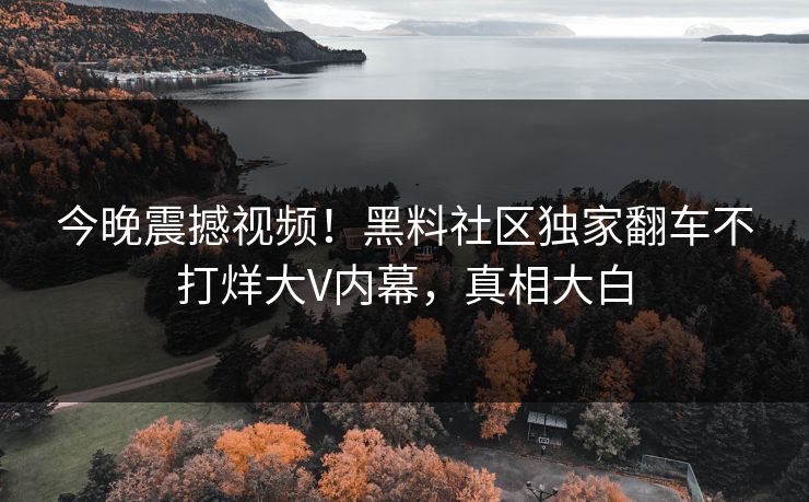今晚震撼视频！黑料社区独家翻车不打烊大V内幕，真相大白