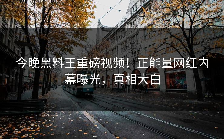 今晚黑料王重磅视频！正能量网红内幕曝光，真相大白