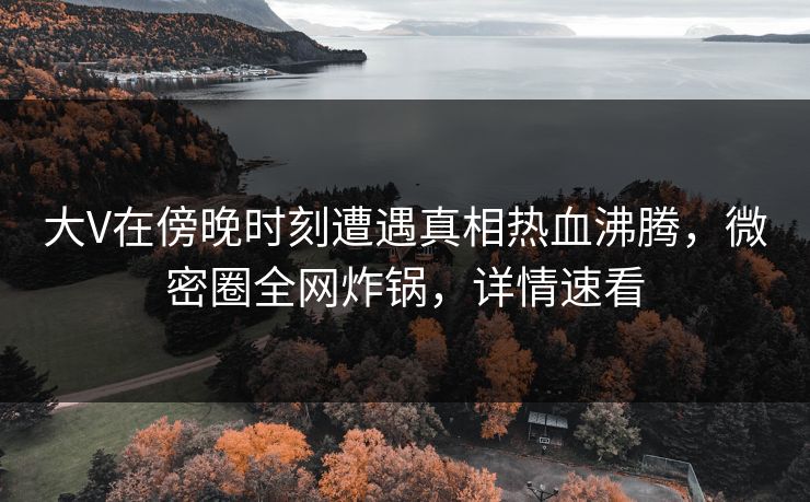 大V在傍晚时刻遭遇真相热血沸腾，微密圈全网炸锅，详情速看
