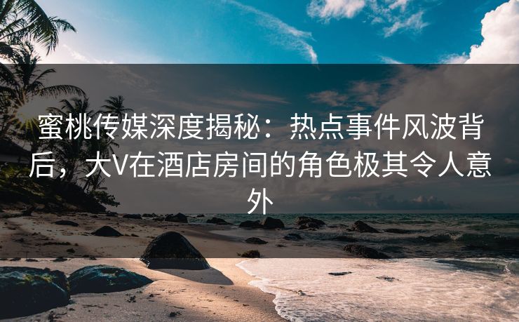 蜜桃传媒深度揭秘：热点事件风波背后，大V在酒店房间的角色极其令人意外